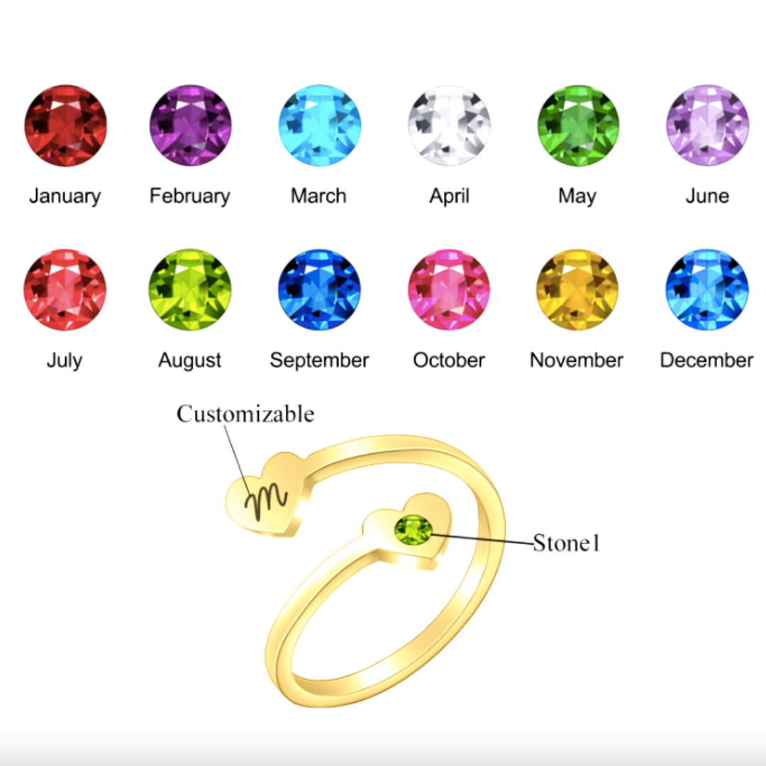 Custom Initial + Birthstone Ring