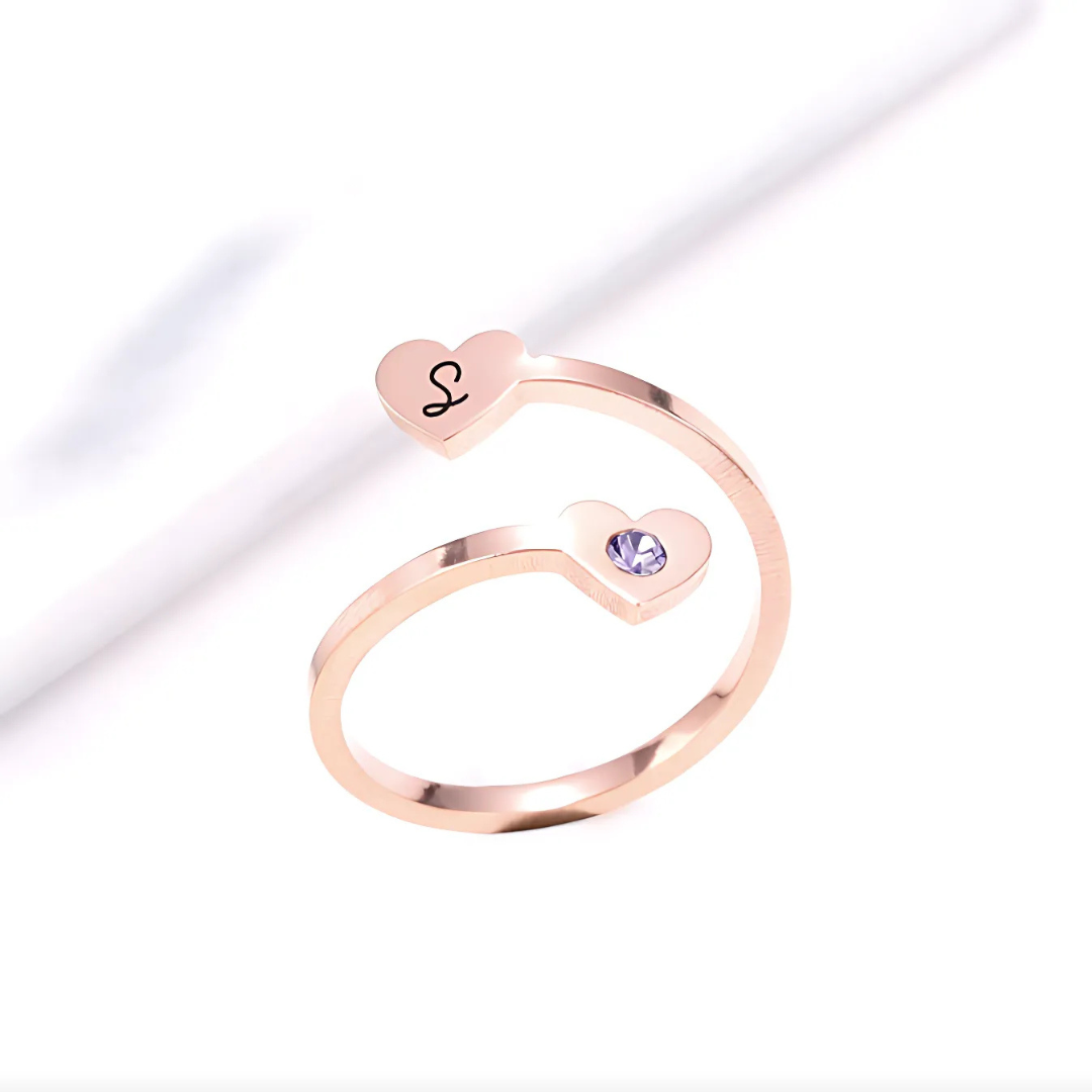 Custom Initial + Birthstone Ring