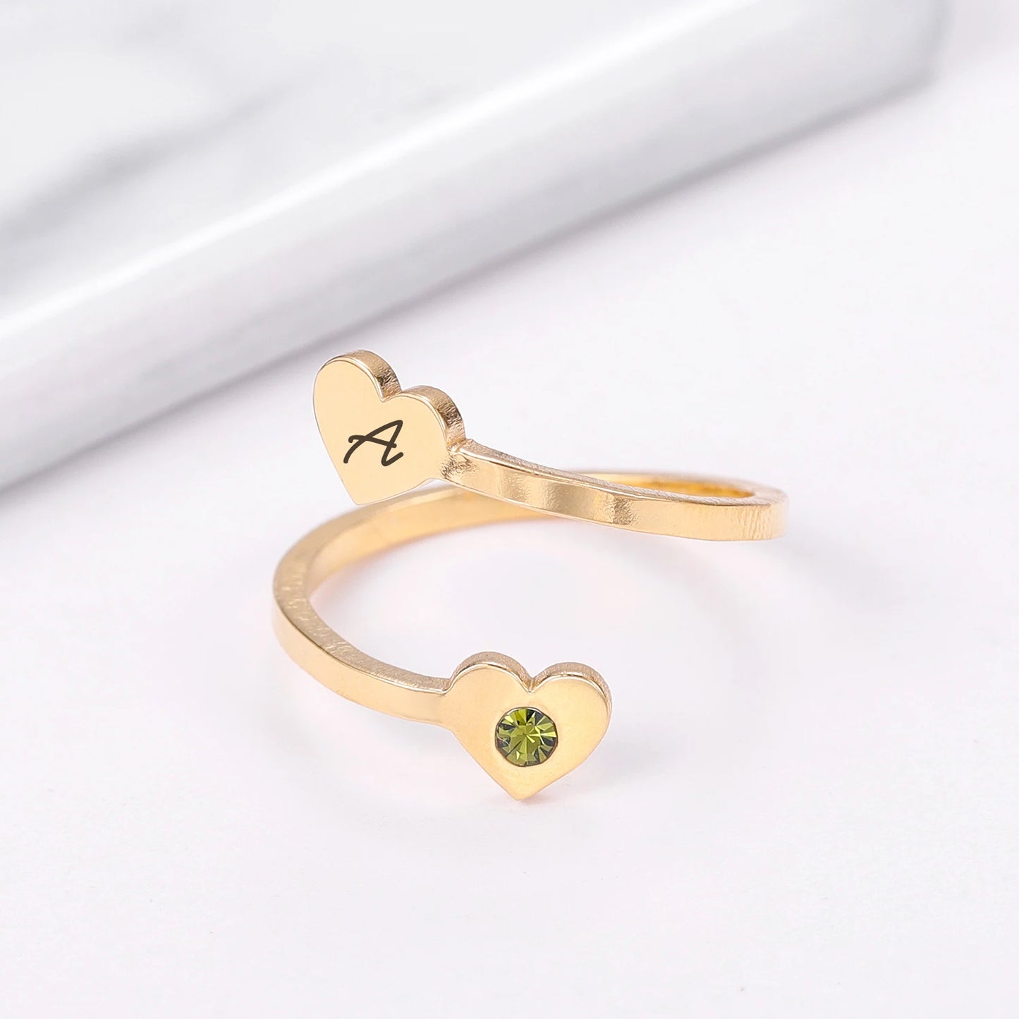 Custom Initial + Birthstone Ring